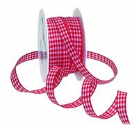 C.E. Pattberg Präsent - Vichy Wired Ribbon Red-White 10 mm width, 20 m length