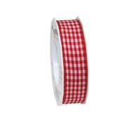 PRÄSENT - Vichy Wired Ribbon Red-White 25 mm width, 20 m length