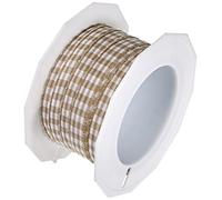 C.E. Pattberg Präsent - Vichy Wired Ribbon Taupe-White 10 mm width, 20 m length