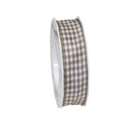 C.E. Pattberg Präsent - Vichy Wired Ribbon Taupe-White 25 mm width, 20 m length