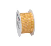 C.E. Pattberg Präsent - Vichy Wired Ribbon Yellow-White 10 mm width, 20 m length