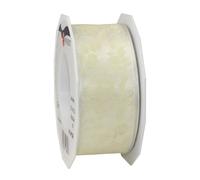 PRÄSENT - Wildrose Wired Ribbon Cream 40 mm width, 20 m length