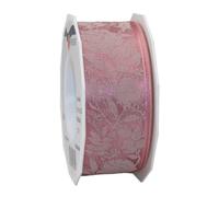 PRÄSENT - Wildrose Wired Ribbon Pink 40 mm width, 20 m length
