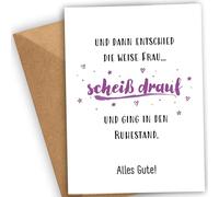 PräsenteEnte Funny Leaving Card with Envelope - Retirement, Retirement, Congratulations Card for Women - Humorous Leaving Card for Colleague