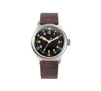 PRAESIDUS | A-11 Service Watch - Men's Wrist Watches - A11, Military - Black Dial 42mm & Brown Leather Strap, Assembled in The USA | Automatic, WW2, Gifts for Men