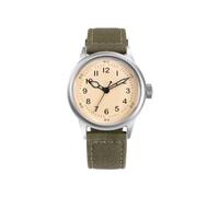 PRAESIDUS | A-11 Service Watch - Men's Wrist Watches - A11, Military - White Dial 42mm & Green Canvas Strap, Assembled in The USA | Automatic, WW2, Gifts for Men