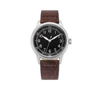 PRAESIDUS | A-11 Spec 2 - Watches for Men, Men's Wrist Watches - A11 Military - 40mm, Matte Black Dial, Brown Leather Strap - Assembled in The USA | Gift