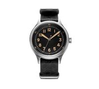 PRAESIDUS | A-2 Origin - Men's Field Military Watch, Watches for Men - Black Dial, Black Military-Style Leather Strap, Stainless Steel Case - Assembled in The USA, Gift