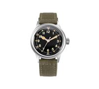 PRAESIDUS | - ( ) - A11 Military Watches for Men - Black Dial 38mm Green Canvas Strap, Assembled in The USA | WW2 Watch