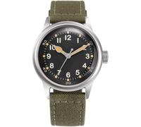 PRAESIDUS Men's Service Watch - Black Canvas Automatic Steel Green Fabric Black Mineral Watch