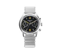 PRAESIDUS The PAC-76 Men's Military Chronograph Watch, 38mm, Yellow Indexes, Black Dial, Stainless Steel Bonklip/Leather/Canvas Bracelet, Black Dial | Bonklip Bracelet, Military