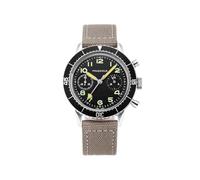| - - Watches for Men, Men's Wrist Watches - Chronograph Military - Case 38mm - Black Dial, Light Gray Canvas Strap | Pilot Watch, Gifts for Men