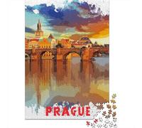 Prague 1000 Piece Jigsaw Puzzle, Romantic City Break Scene, Weekend Hobby, Premium Paper Puzzle, for Adults, Adult Puzzle, 52x38cm/1000pcs