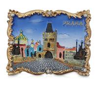 Prague 3D Fridge Magnet - Golden Framed PRAHA with Prague’s Old Town