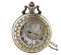 Prague Astronomical Clock Analogue Quartz Pocket Watch 12 Constellation Clock for Men and Women, 12" Hollow Chain