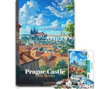 Prague Castle, Czech Republic Illustration Jigsaw Puzzle, 1000 Pieces | A focused indoor hobby - easier piece organisation in spare time.