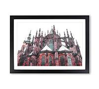 Prague Castle in The Czech Republic Painting Framed Print | A2 Black Framed Wall Art | Ready to Hang | Modern Cityscape Picture | Living Room Bedroom Lounge Office