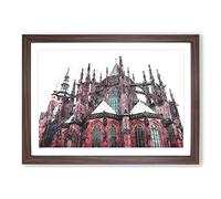 Prague Castle in The Czech Republic Painting Framed Print | A2 Walnut Framed Wall Art | Ready to Hang | Modern Cityscape Picture | Living Room Bedroom Lounge Office