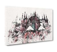 Prague Castle In The Czech Republic Watercolour Canvas Print | Gallery Wrapped 30mm Frame Wall Art | 30x20 inches | Ready to Hang | Modern Cityscape Picture | Living Room Bedroom Lounge Office