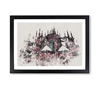 Prague Castle in The Czech Republic Watercolour Framed Print | A2 Black Framed Wall Art | Ready to Hang | Modern Cityscape Picture | Living Room Bedroom Lounge Office