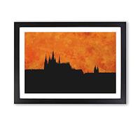 Prague Castle Painting Framed Print | A2 Black Framed Wall Art | Ready to Hang | Modern Cityscape Picture | Living Room Bedroom Lounge Office