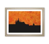 Prague Castle Painting Framed Print | A2 Oak Framed Wall Art | Ready to Hang | Modern Cityscape Picture | Living Room Bedroom Lounge Office