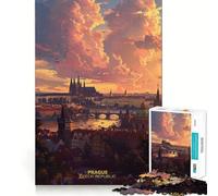 Prague City Czech Republic Teenagers 1000 Piece Jigsaw Puzzle Mind Exercise Toy Group Play Precision Cut Festival Gift (38x52cm)