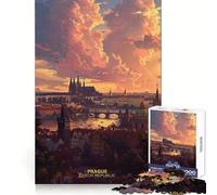 Prague City Czech Republic Teenagers 1000 Piece Jigsaw Puzzle Mind Exercise Toy Group Play Precision Cut Festival Gift (38x52cm)