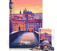 Prague Cityscape 1000 Pieces Puzzles for Teenagers Brain Tease Toy Home Activity Premium Cut Santa Wish Item (38x52cm)