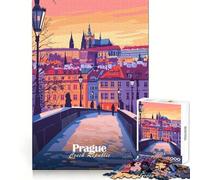 Prague Cityscape Teenagers Puzzles 1000 Piece Jigsaws Boost Recall Relax Time Accurate Edge Amazing Present (38x26cm)