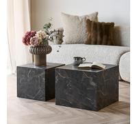 Prague Cube Coffee Table - Set of 2 - Square - Dark Brown - Marble Effect