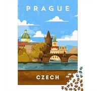 Prague Czech Jigsaw Puzzle 1000 Pieces, Romantic City Break Scene, Premium Paper Puzzle for Puzzle Lovers, Family Night Game, Screen-Free Fun, 38x26cm/1000pcs