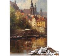 Prague Czech Republic Art Puzzle Family Fun 100% Recycled Cardboard Jigsaw Puzzle for Kids And Adults Age 12 Years Up 1000pcs (38x26cm)