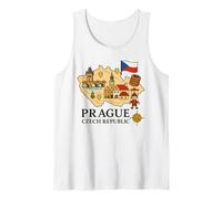 Prague Czech Republic Cartoon Map Destinations Souvenir Tank Top