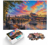 Prague Czech Republic Cityscape Painting Jigsaw Puzzle, 1000 Piece | Enjoy a weekend puzzle activity on quiet evenings for steady concentration.