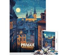 Prague Czech Republic Night Cityscape for Adults 1000 Piece Puzzle Train Logical Thinking And Problem-solving Relaxing Stress Free Enjoyment (38x26cm)