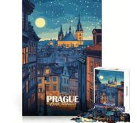 Prague Czech Republic Night Cityscape Jigsaw Puzzle for Teenagers 1000 Pieces Improve Memory Pleasant Downtime Laser Cut Bday Surprise size 38x52cm