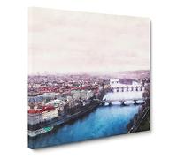 Prague Czech Republic Skyline Canvas Print | Gallery Wrapped 30mm Frame Wall Art | 14x14 inches | Ready to Hang | Modern Cityscape Picture | Living Room Bedroom Lounge Office