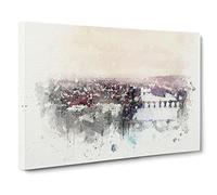 Prague Czech Republic Skyline Canvas Print | Gallery Wrapped 30mm Frame Wall Art | 20x14 inches | Ready to Hang | Modern Cityscape Picture | Living Room Bedroom Lounge Office