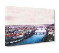 Prague Czech Republic Skyline Canvas Print | Gallery Wrapped 30mm Frame Wall Art | 30x20 inches | Ready to Hang | Modern Cityscape Picture | Living Room Bedroom Lounge Office