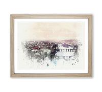 Prague Czech Republic Skyline In Abstract Modern Art Framed Print | A3 Oak Framed Wall Art | Ready to Hang | Abstract Cityscape Picture | Living Room Bedroom Lounge Office