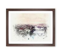Prague Czech Republic Skyline In Abstract Modern Art Framed Print | A4 Walnut Framed Wall Art | Ready to Hang | Abstract Cityscape Picture | Living Room Bedroom Lounge Office