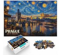 Prague Czech Republic Starry Night Art Jigsaw Puzzle for Adults, 1000 Piece | For quiet time before New Year, this 1000-piece jigsaw puzzle for adults offers 1000 pieces for the Christmas break.