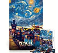 Prague Czech Republic Starry Night Art Jigsaw Puzzles for Teenagers 1000 Pieces Logic Game Home Pastime Precise Cut Festival Gift (38x26cm)