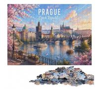 Prague Czech Republic Travel Poster Wooden Puzzle Gift, Adults, 1000 Pieces | Adult Jigsaw Puzzle - visual matching for a more organised build on weekends.