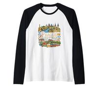 Prague Czech Republic Travel Souvenir City Gift Raglan Baseball Tee