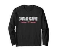 Prague Czechia 70s 80s Retro Type Flag Graphic Long Sleeve T-Shirt