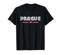 Prague Czechia 70s 80s Retro Type Flag Graphic T-Shirt