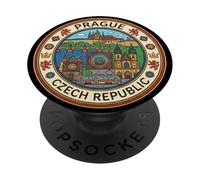 Prague Czechia Round Travel Souvenir Landmark Tourist Gift PopSockets Adhesive PopGrip