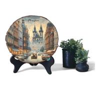 Prague Czechia Souvenir - Old World Charm Wood Slice Plaque Ideal for Gothic Architecture Lovers & European Travel Collectors